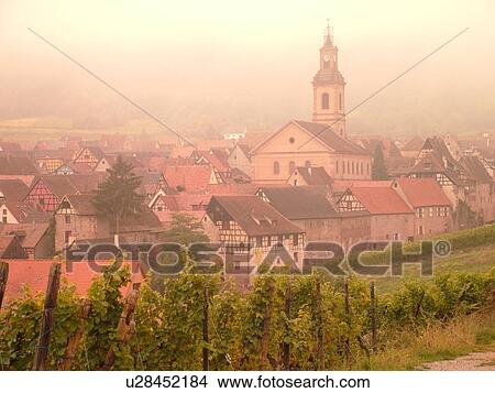 France, Europe, Alsace, Riquewihr, Haut-Rhin, L'Alsace Wine Region, Route du Vin, vineyards, village, fog View Large Photo Image Picture - France, Europe, Alsace, Riquewihr, Haut-Rhin, L'Alsace Wine Region, Route du Vin, vineyards, village, fog. Fotosearch