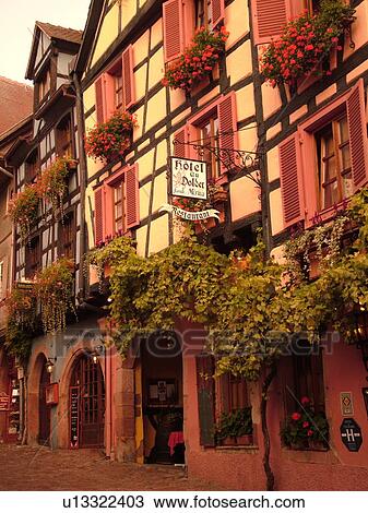 France, Europe, Alsace, Riquewihr, Haut-Rhin, L'Alsace Wine Region, Route du Vin, downtown, half-timbered buildings View Large Photo Image Stock Image - France, Europe, Alsace, Riquewihr, Haut-Rhin, L'Alsace Wine Region, Route du Vin, downtown, half-timbered buildings. Fotosearch