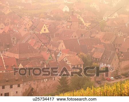 France, Europe, Alsace, Riquewihr, Haut-Rhin, L'Alsace Wine Region, Route du Vin, vineyards, village, fog View Large Photo Image Stock Photo - France, Europe, Alsace, Riquewihr, Haut-Rhin, L'Alsace Wine Region, Route du Vin, vineyards, village, fog. Fotosearch