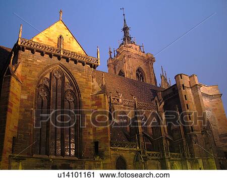 France, Europe, Collegiale Saint Martin, Alsace, Colmar, Haut-Rhin, L'Alsace Wine Region, Route du Vin, downtown, evening, gothic, 13th and 14th century, cathedral View Large Photo Image Stock Image - France, Europe, Collegiale Saint Martin, Alsace, Colmar, Haut-Rhin, L'Alsace Wine Region, Route du Vin, downtown, evening, gothic, 13th and 14th century, cathedral. Fotosearch