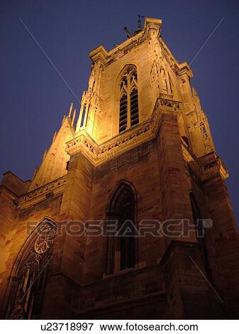 France, Europe, Collegiale Saint Martin, Alsace, Colmar, Haut-Rhin, L'Alsace Wine Region, Route du Vin, downtown, evening, gothic, 13th and 14th century, cathedral View Large Photo Image Stock Photo - France, Europe, Collegiale Saint Martin, Alsace, Colmar, Haut-Rhin, L'Alsace Wine Region, Route du Vin, downtown, evening, gothic, 13th and 14th century, cathedral. Fotosearch