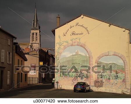 France, Fleurie, Rhone-Alpes, Europe, Beaujolais Region, Caveau des Producteurs Fleurie, wall mural View Large Photo Image Stock Image - France, Fleurie, Rhone-Alpes, Europe, Beaujolais Region, Caveau des Producteurs Fleurie, wall mural. Fotosearch
