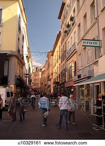 France, Grenoble, Isere, Rhone-Alpes, Europe, downtown, pedestrian street View Large Photo Image Stock Image - France, Grenoble, Isere, Rhone-Alpes, Europe, downtown, pedestrian street. Fotosearch