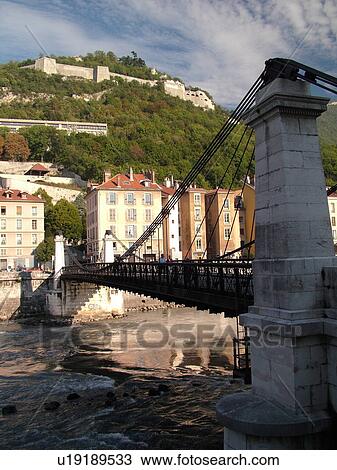 France, Grenoble, Isere, Rhone-Alpes, Europe, Isere River, bridge, Fort de la Bastille View Large Photo Image Stock Image - France, Grenoble, Isere, Rhone-Alpes, Europe, Isere River, bridge, Fort de la Bastille. Fotosearch