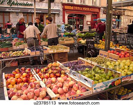France, Grenoble, Isere, Rhone-Alpes, Europe, downtown, farmers market, produce, food View Large Photo Image Stock Image - France, Grenoble, Isere, Rhone-Alpes, Europe, downtown, farmers market, produce, food. Fotosearch