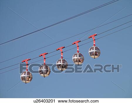 Stock Image -  France, Grenoble, Isere, Rhone-Alpes, Europe, Telepherique de la Bastille, gondola. Fotosearch