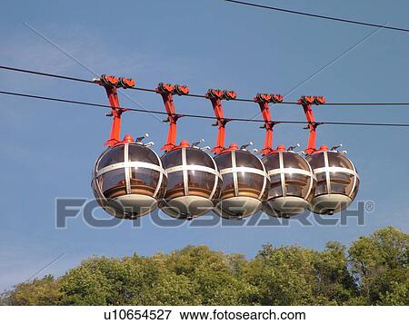 Stock Photo -  France, Grenoble, Isere, Rhone-Alpes, Europe, Telepherique de la Bastille, gondola. Fotosearch
