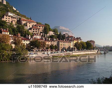 France, Grenoble, Isere, Rhone-Alpes, Europe, Isere River View Large Photo Image Stock Photo - France, Grenoble, Isere, Rhone-Alpes, Europe, Isere River. Fotosearch