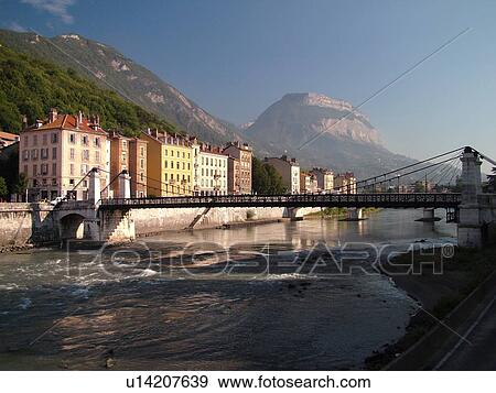 France, Grenoble, Isere, Rhone-Alpes, Europe, Isere River View Large Photo Image Stock Photo - France, Grenoble, Isere, Rhone-Alpes, Europe, Isere River. Fotosearch