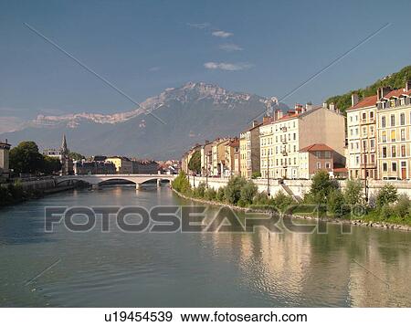 Stock Photo -  France, Grenoble, Isere, Rhone-Alpes, Europe, Isere River. Fotosearch