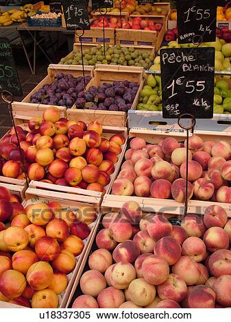 Stock Photography -  France, Grenoble, Isere, Rhone-Alpes, Europe, downtown, farmers market, produce, food. Fotosearch