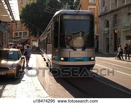 France, Grenoble, Isere, Rhone-Alpes, Europe, downtown, tram, trolley View Large Photo Image Stock Photography - France, Grenoble, Isere, Rhone-Alpes, Europe, downtown, tram, trolley. Fotosearch