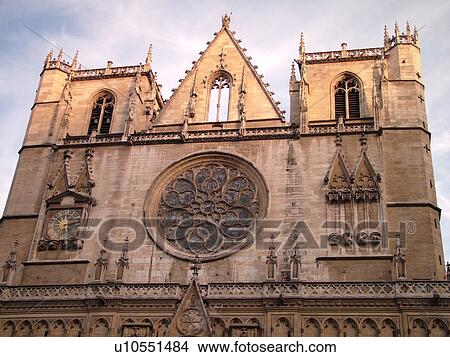France, Lyon, Rhone-Alpes, Europe, Cathedrale St. Jean, fatade View Large Photo Image Picture - France, Lyon, Rhone-Alpes, Europe, Cathedrale St. Jean, fatade. Fotosearch