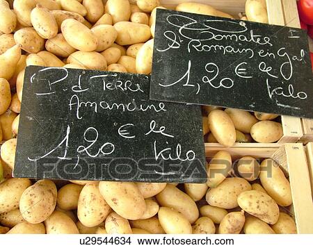 Picture -  France, Lyon, Rhone-Alpes, Europe, downtown, City Market, potatoes. Fotosearch
