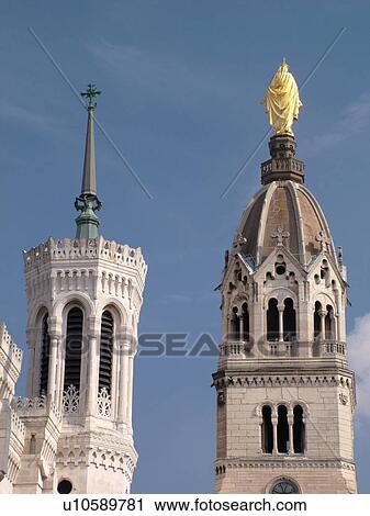 Stock Image -  France, Lyon, Rhone-Alpes, Europe, Basilique Notre-Dame de Fourviere. Fotosearch