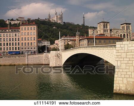 France, Lyon, Rhone-Alpes, Europe, pedestrian bridge, Saone River View Large Photo Image Stock Image - France, Lyon, Rhone-Alpes, Europe, pedestrian bridge, Saone River. Fotosearch