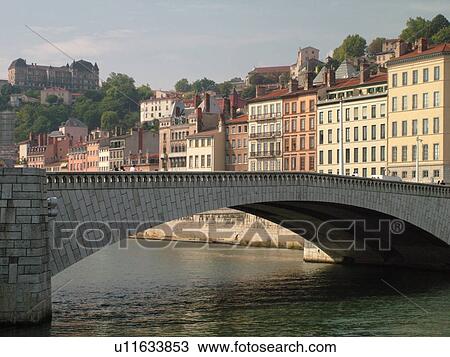 France, Lyon, Rhone-Alpes, Europe, pedestrian bridge, Saone River View Large Photo Image Stock Image - France, Lyon, Rhone-Alpes, Europe, pedestrian bridge, Saone River. Fotosearch