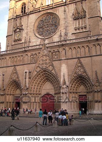 France, Lyon, Rhone-Alpes, Europe, Cathedrale St. Jean View Large Photo Image Stock Image - France, Lyon, Rhone-Alpes, Europe, Cathedrale St. Jean. Fotosearch