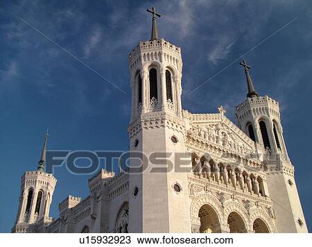 Stock Image -  France, Lyon, Rhone-Alpes, Europe, Basilique Notre-Dame de Fourviere. Fotosearch