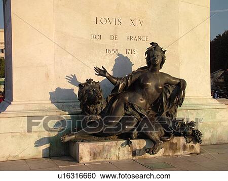 France, Lyon, Rhone-Alpes, Europe, Statue of woman below the Equestrian statue of Louis XIV, Place Bellecour View Large Photo Image Stock Image - France, Lyon, Rhone-Alpes, Europe, Statue of woman below the Equestrian statue of Louis XIV, Place Bellecour. Fotosearch