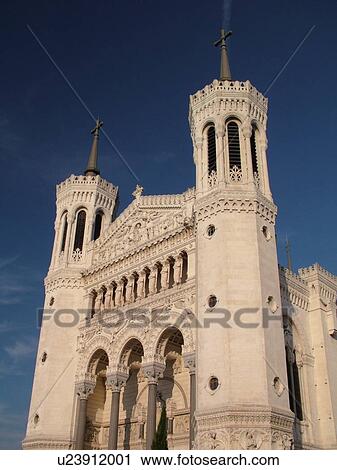 Stock Image -  France, Lyon, Rhone-Alpes, Europe, Basilique Notre-Dame de Fourviere. Fotosearch