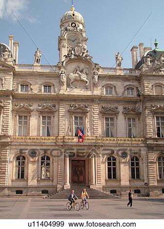 France, Lyon, Rhone-Alpes, Europe, downtown, City Hall, Hotel de Ville, Place des Terreaux View Large Photo Image Stock Photo - France, Lyon, Rhone-Alpes, Europe, downtown, City Hall, Hotel de Ville, Place des Terreaux. Fotosearch