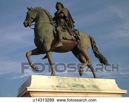 France, Lyon, Rhone-Alpes, Europe, Equestrian statue of Louis XIV, Place Bellecour View Large Photo Image Stock Photo - France, Lyon, Rhone-Alpes, Europe, Equestrian statue of Louis XIV, Place Bellecour. Fotosearch