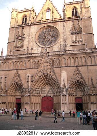 France, Lyon, Rhone-Alpes, Europe, Cathedrale St. Jean View Large Photo Image Stock Photo - France, Lyon, Rhone-Alpes, Europe, Cathedrale St. Jean. Fotosearch