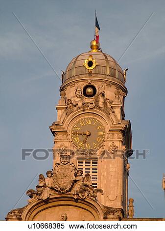 France, Lyon, Rhone-Alpes, Europe, downtown, City Hall, Hotel de Ville, Clock Tower, Place des Terreaux View Large Photo Image Stock Photography - France, Lyon, Rhone-Alpes, Europe, downtown, City Hall, Hotel de Ville, Clock Tower, Place des Terreaux. Fotosearch
