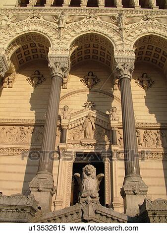 Stock Photography -  France, Lyon, Rhone-Alpes, Europe, Basilique Notre-Dame de Fourviere. Fotosearch