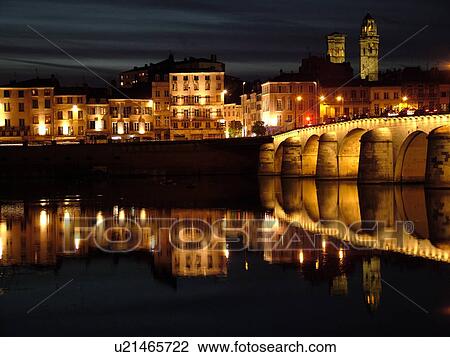 France, Macon, Burgundy, Saone et Loire, Europe, Saone River, The 11th century Pont de St-Laurent, evening View Large Photo Image Stock Image - France, Macon, Burgundy, Saone et Loire, Europe, Saone River, The 11th century Pont de St-Laurent, evening. Fotosearch