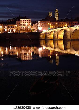 France, Macon, Burgundy, Saone et Loire, Europe, Saone River, The 11th century Pont de St-Laurent, evening View Large Photo Image Stock Image - France, Macon, Burgundy, Saone et Loire, Europe, Saone River, The 11th century Pont de St-Laurent, evening. Fotosearch