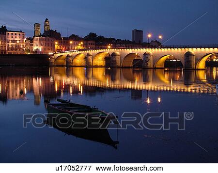France, Macon, Burgundy, Saone et Loire, Europe, Saone River, The 11th century Pont de St-Laurent, evening View Large Photo Image Stock Photo - France, Macon, Burgundy, Saone et Loire, Europe, Saone River, The 11th century Pont de St-Laurent, evening. Fotosearch