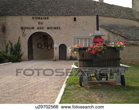 Stock Photograph -  France, Meursault, Burgundy, Cote de Beaune, Cote d'Or, Europe, Burgundy Wine Region, winery. Fotosearch