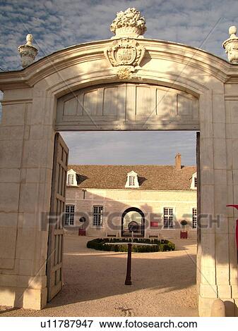 Stock Photo -  France, Pommard, Burgundy, Cote de Beaune, Cote d'Or, Europe, Burgundy Wine Region, Chateau de Pommard. Fotosearch