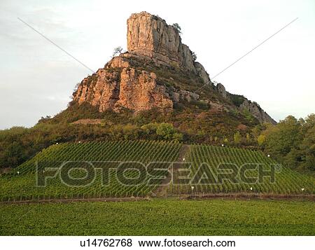 France, Solutre, Soane et Loire, Europe, Beaujolais Region, Pouilly Fuisse Region, La Roche De Solutre, vineyards, wine producing region View Large Photo Image Stock Photo - France, Solutre, Soane et Loire, Europe, Beaujolais Region, Pouilly Fuisse Region, La Roche De Solutre, vineyards, wine producing region. Fotosearch