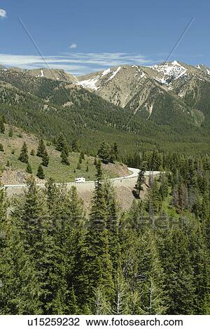 Stock Image -  Galena, ID, Idaho, Sawtooth National Recreation Area, Sawtooth National Forest, Galena Mountain Pass Road. Fotosearch