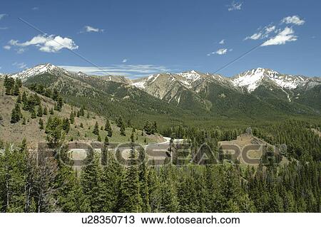 Stock Image -  Galena, ID, Idaho, Sawtooth National Recreation Area, Sawtooth National Forest, Galena Mountain Pass Road. Fotosearch