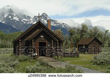 Grand Teton National Park, WY, Wyoming, Moose Junction, Chapel of the Transfiguration View Large Photo Image Stock Photo - Grand Teton National Park, WY, Wyoming, Moose Junction, Chapel of the Transfiguration. Fotosearch