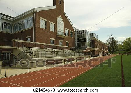 Stock Image -  Haverford, PA, Pennsylvania, The Haverford School, athletic center, track and field. Fotosearch