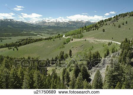 Stock Photo -  ID, Idaho, Sawtooth National Recreation Area, Sawtooth National Forest, Galena Overlook, Sawtooth Valley and Salmon River, Sawtooth Range. Fotosearch