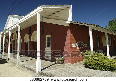 Stock Photo -  Idaho City, ID, Idaho, Ponderosa Pine Scenic Byway, Gold Mining Town, Miners Exchange. Fotosearch