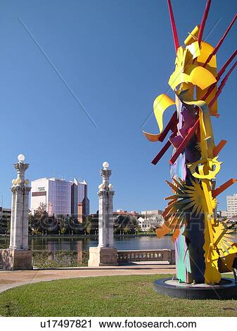 Stock Image -  Lakeland, FL, Florida, Polk County, Lake Morton, city park, sculpture. Fotosearch
