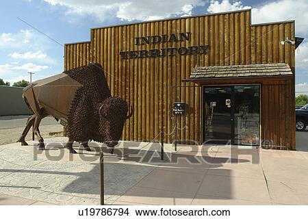 Picture -  Lander, WY, Wyoming, Buffalo statue, Indian Territory . Fotosearch