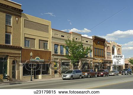 Stock Photography -  Lander, WY, Wyoming, downtown, Main Street. Fotosearch