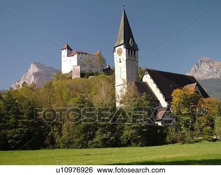 Liechtenstein, Balzers, castle, church View Large Photo Image Stock Photograph - Liechtenstein, Balzers, castle, church. Fotosearch