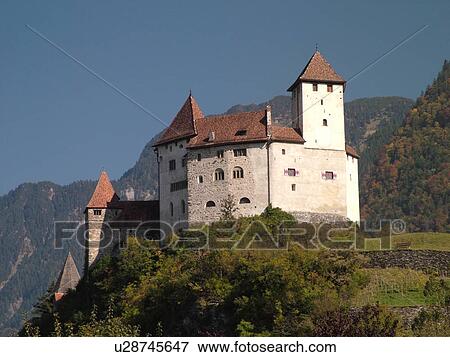 Stock Photo -  Liechtenstein, Balzers, castle, . Fotosearch