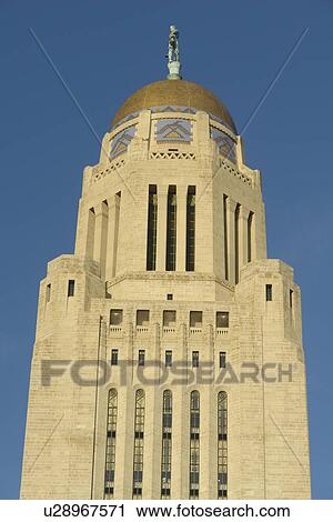 Stock Image -  Lincoln, NE, Nebraska, State Capitol Building. Fotosearch