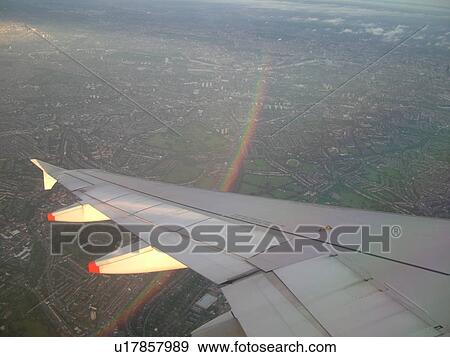 Stock Photo -  London, Great Britain, England, Europe, United Kingdom, aerial view of London, British Airways plane, airlines. Fotosearch