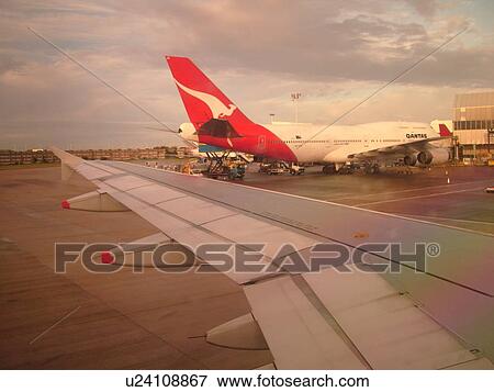 Stock Photo -  London, Great Britain, England, Europe, United Kingdom, Heathrow International Airport, airport terminal, British Airways plane, airlines. Fotosearch